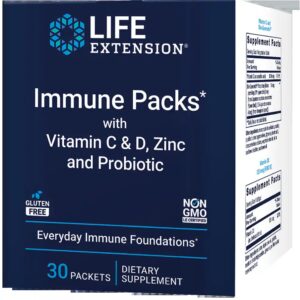Life Extension Immune Support Pack with Vitamin C, Vitamin D, Zinc, and Probiotics, 30-Day Supply