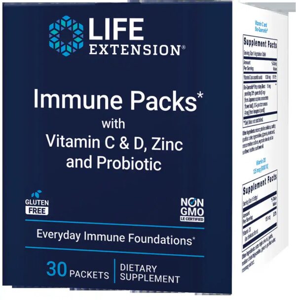 Life Extension Immune Support Pack with Vitamin C, Vitamin D, Zinc, and Probiotics, 30-Day Supply