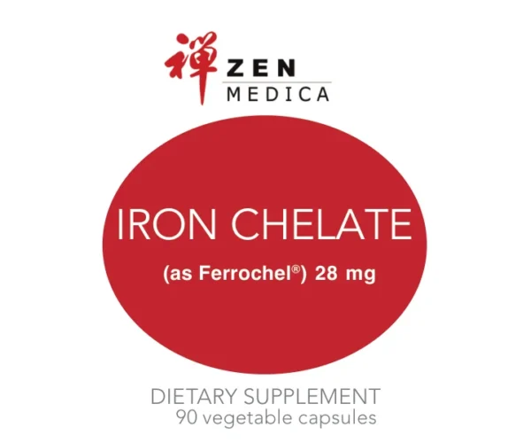 Iron Chelate 28mg – 90 Vegetable Capsules – Zen Medica NYC