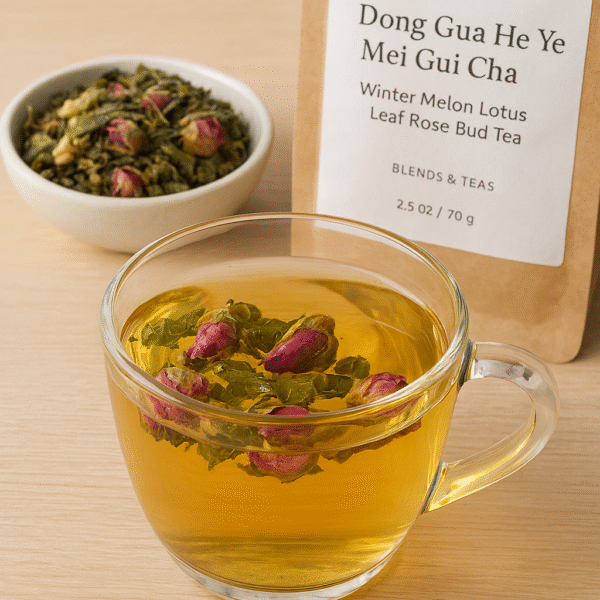 Dong Gua He Ye Mei Gui Cha (Winter Melon Lotus Leaf Rose Bud Tea)