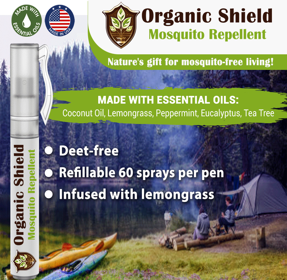 Organic Shield Mosquito Repellent Spray (Pocket 60 spray size) - Image 2
