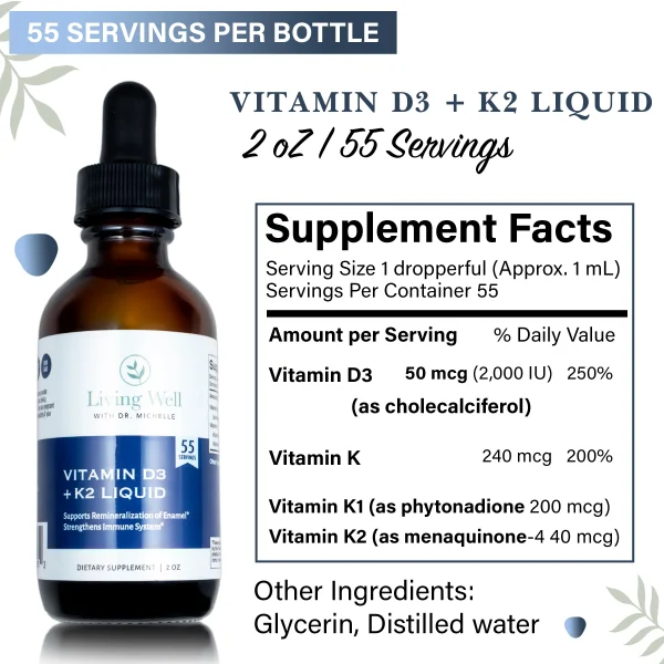 Vitamin D3 + K2 liquid 2 fl oz - Image 2
