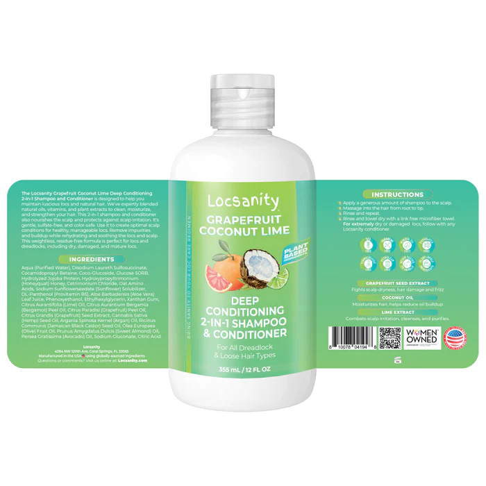 Grapefruit Coconut Lime Deep Conditioning 2-in-1 Shampoo Conditioner 12 fl oz - Image 2