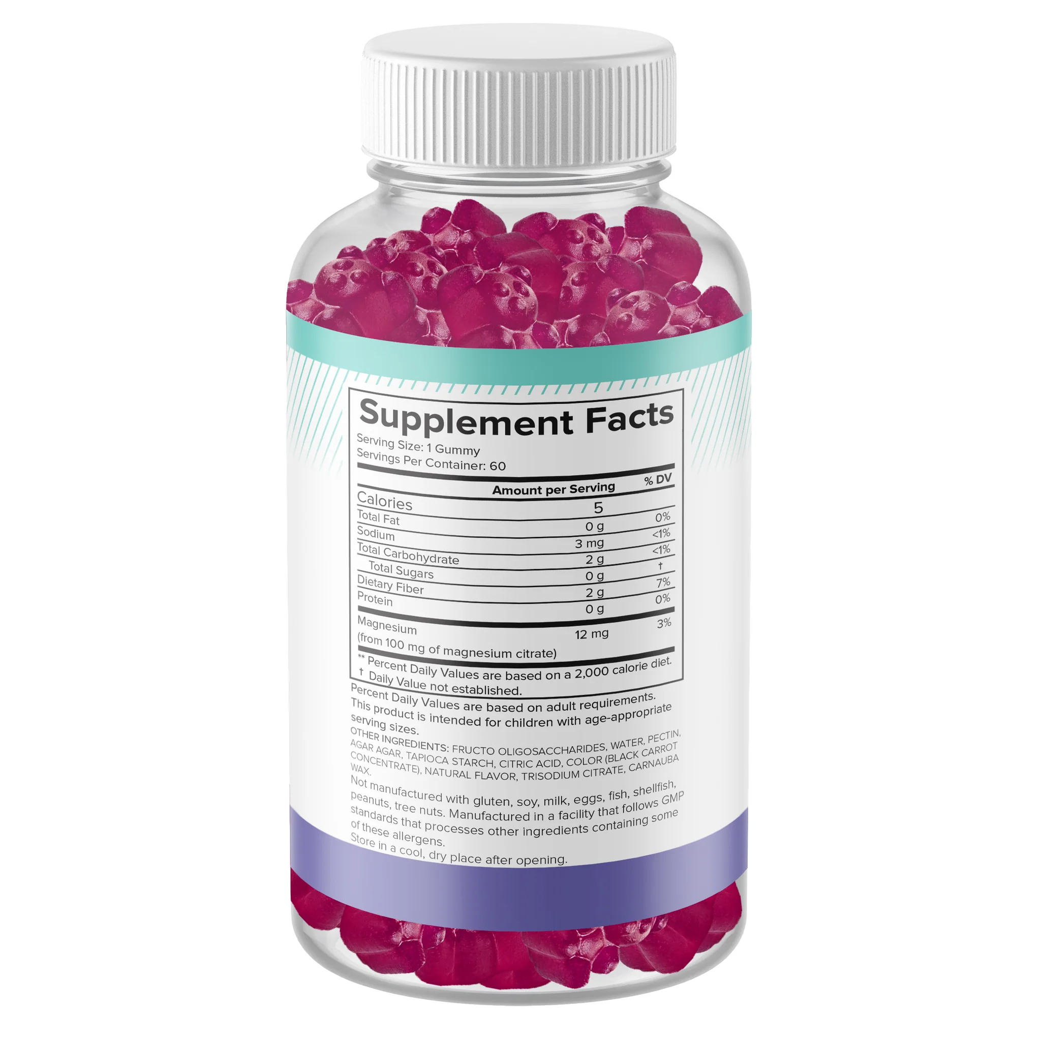 Magnesium Gummies 100 mg w/fiber 60 gummies (not just for kids!) - Image 2