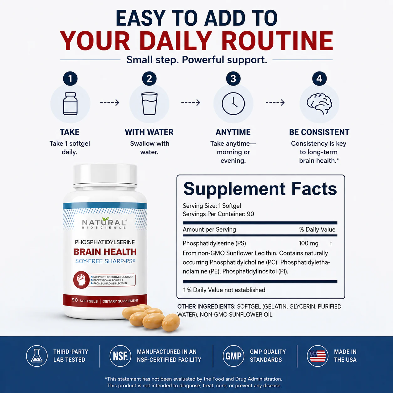 Phospatidylserine Brain Health Soy Free PS 60 softgels - Image 3