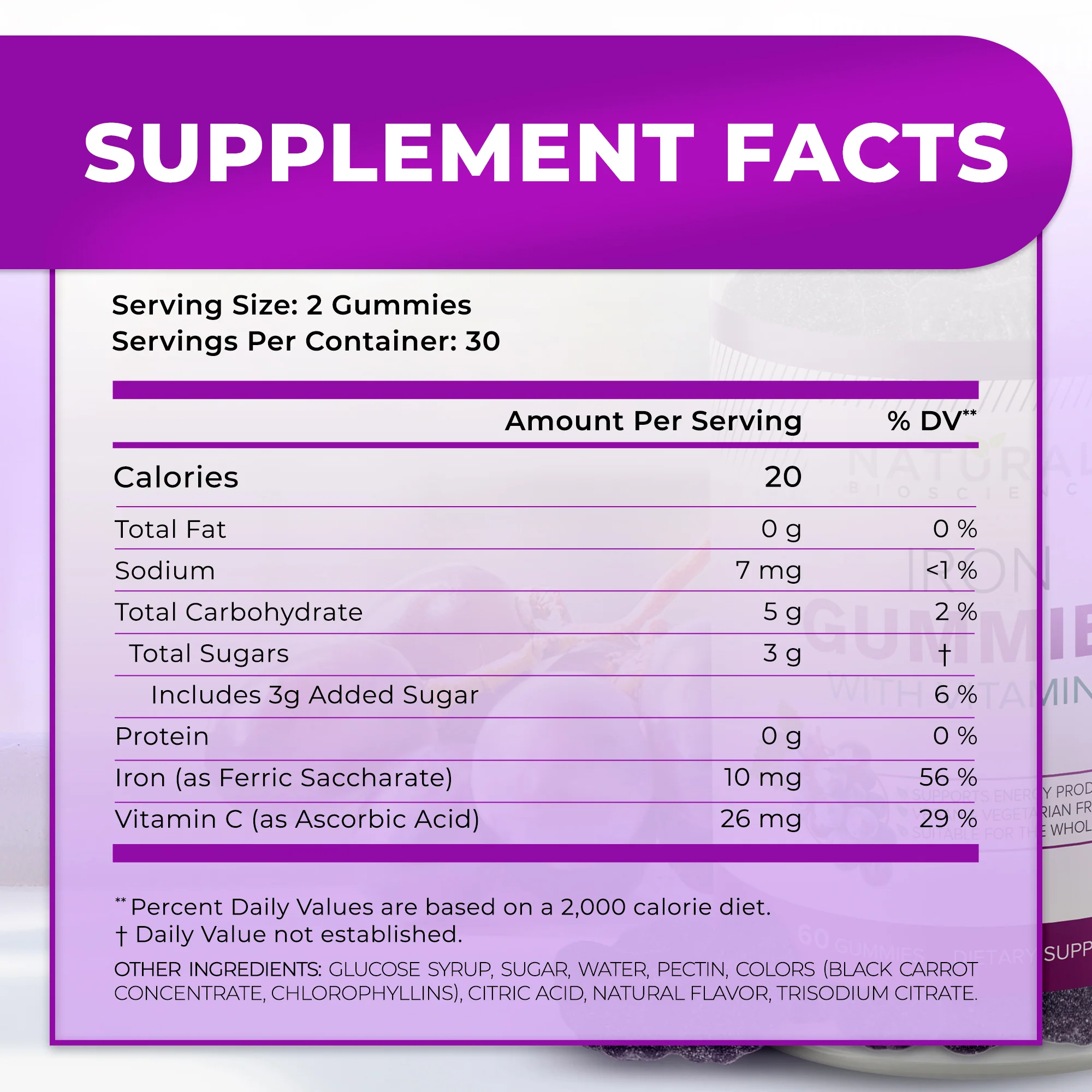 Iron Gummies w/Vitamin C 30 ct. - Image 2