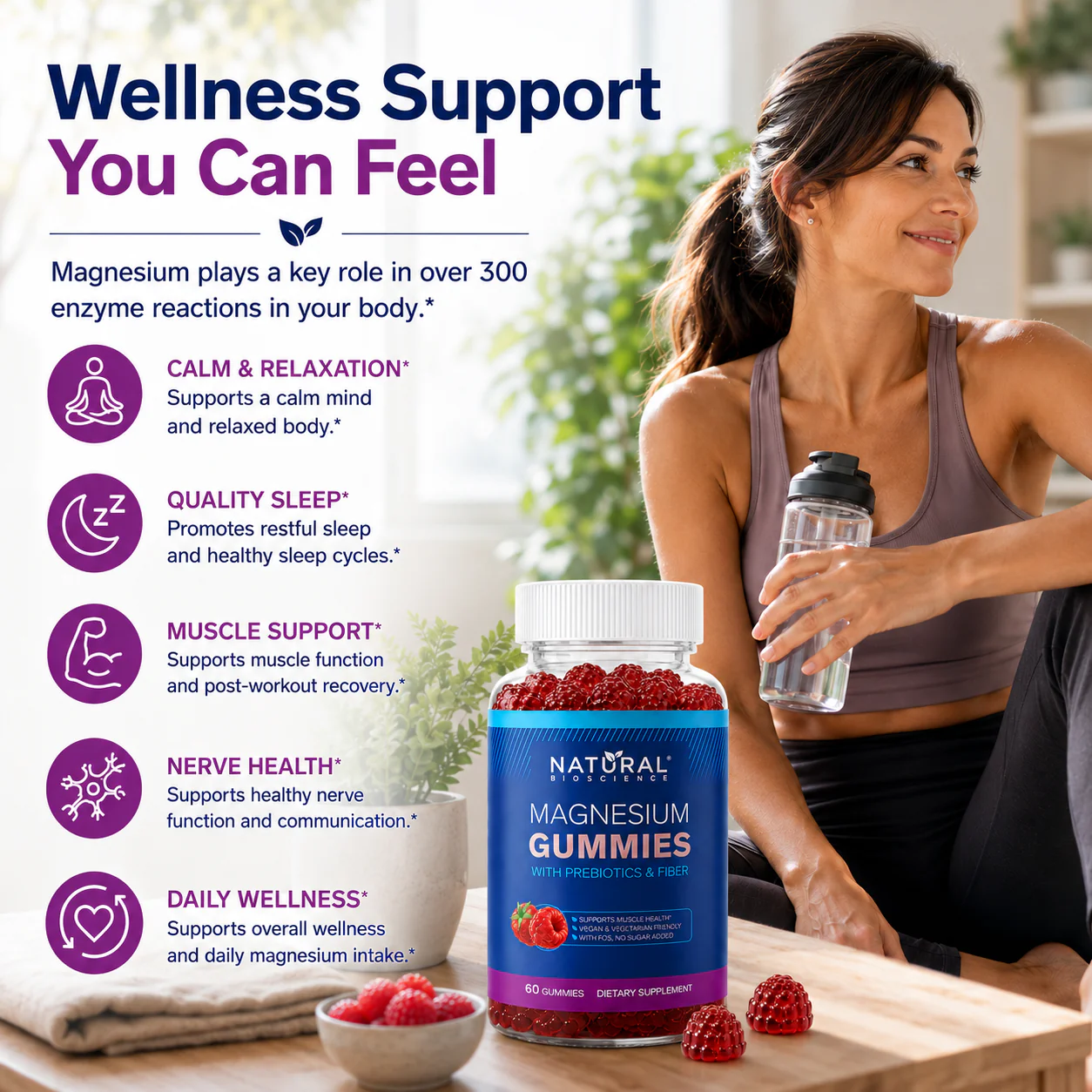 Magnesium Gummies 120 mg w/fiber 60 gummies - Image 2