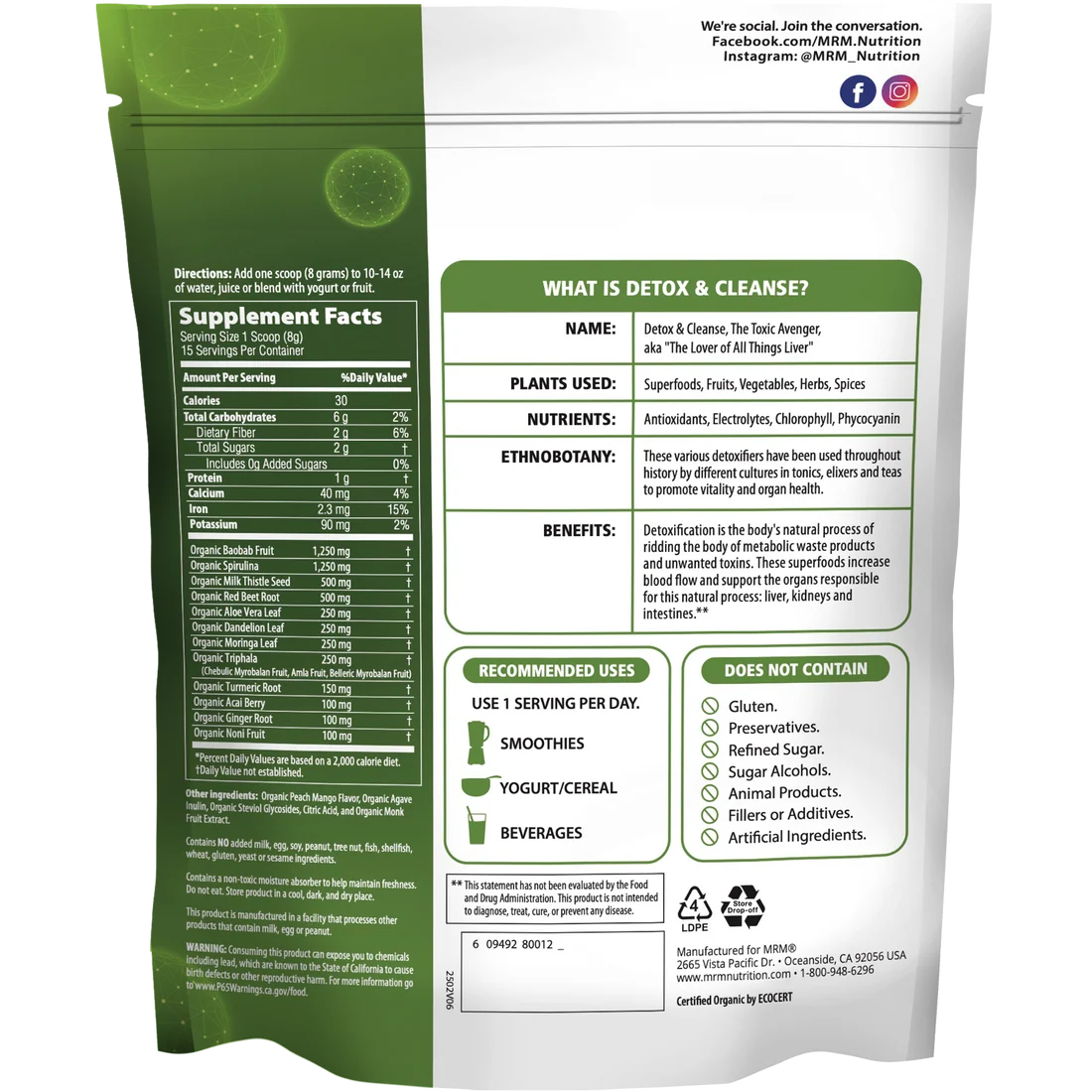 Detox and Cleanse Organic Powder 4.2 oz. - Image 2
