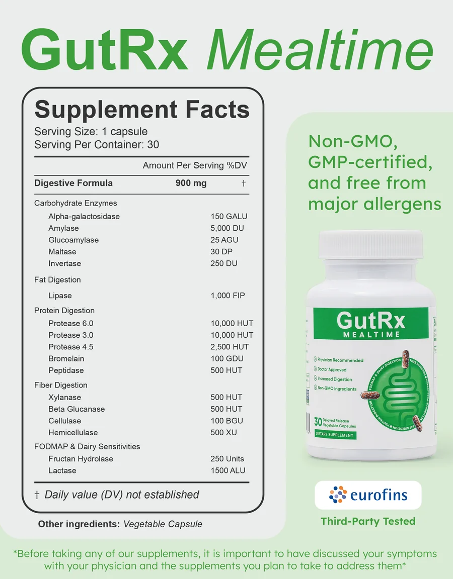 GutRx Mealtime Enzymes 30 vcaps - Image 2