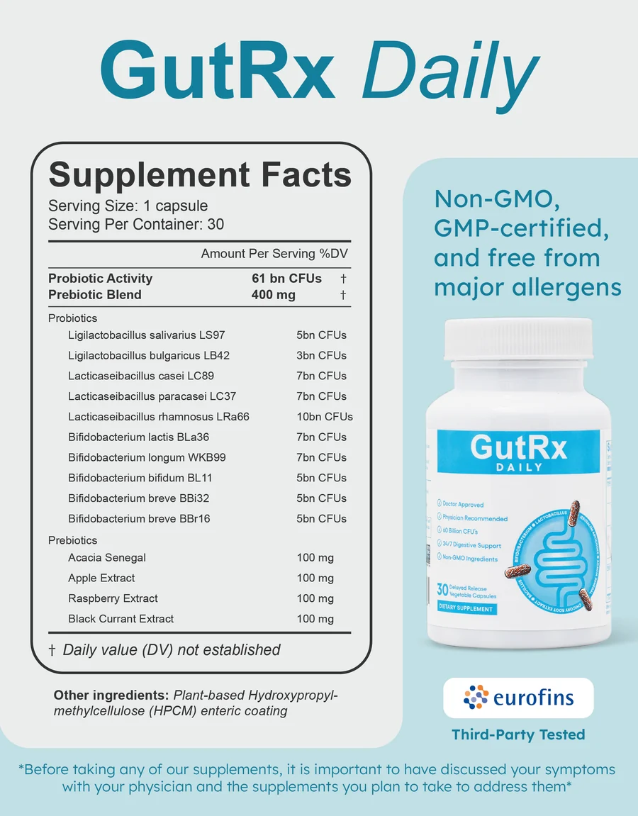 GutRx Daily Probiotics 30 vcaps - Image 2
