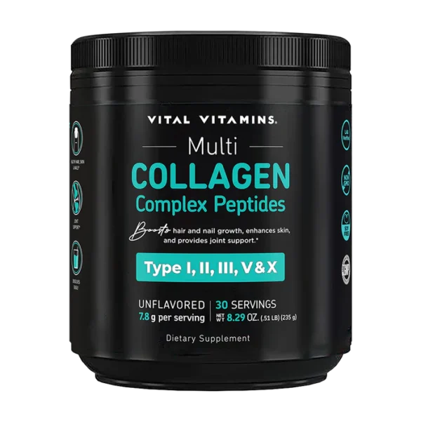 Multi Collagen Complex Peptides Type I II III V X Unflav. 8 ounce