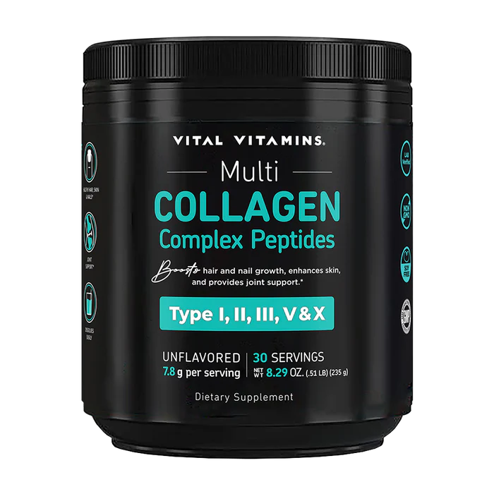 Multi Collagen Complex Peptides Type I II III V X Unflav. 8 ounce