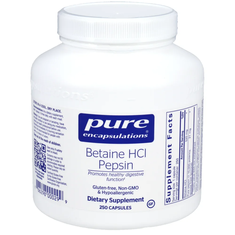 Betaine Hcl Pepsin - 250 capsules