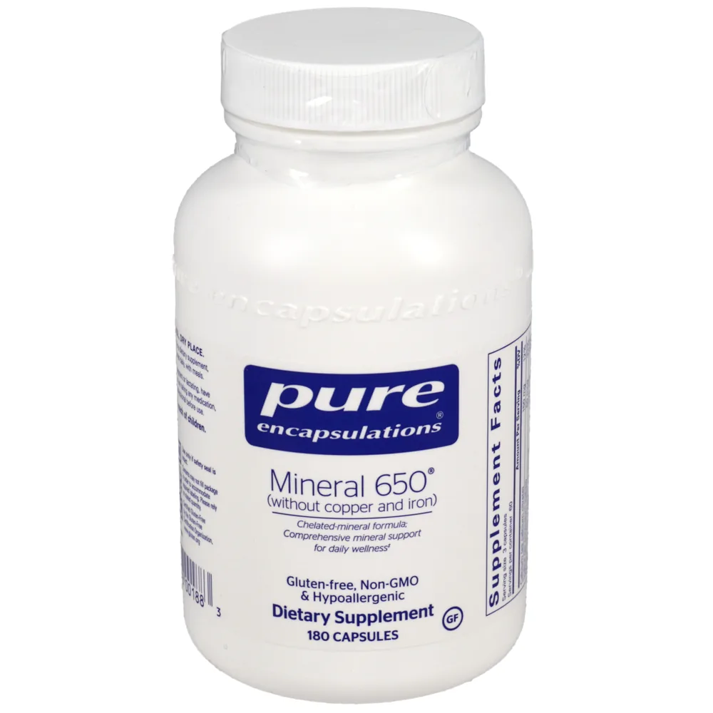Mineral 650 W/O Cu &Fe - 180 capsules